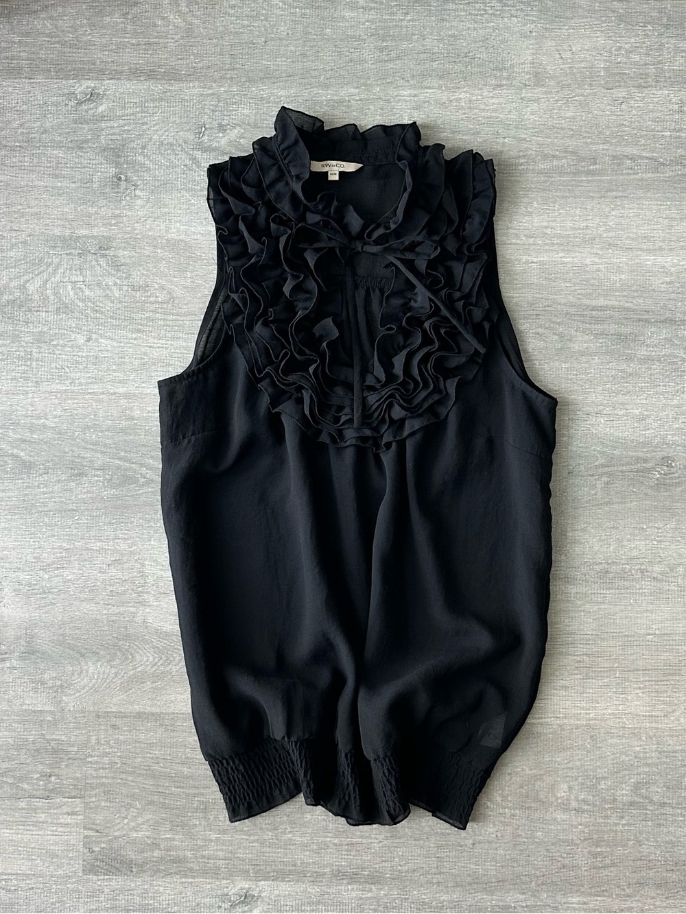 Rw&co Sleeveless Ruffle Front Blouse - Black whimsigoth